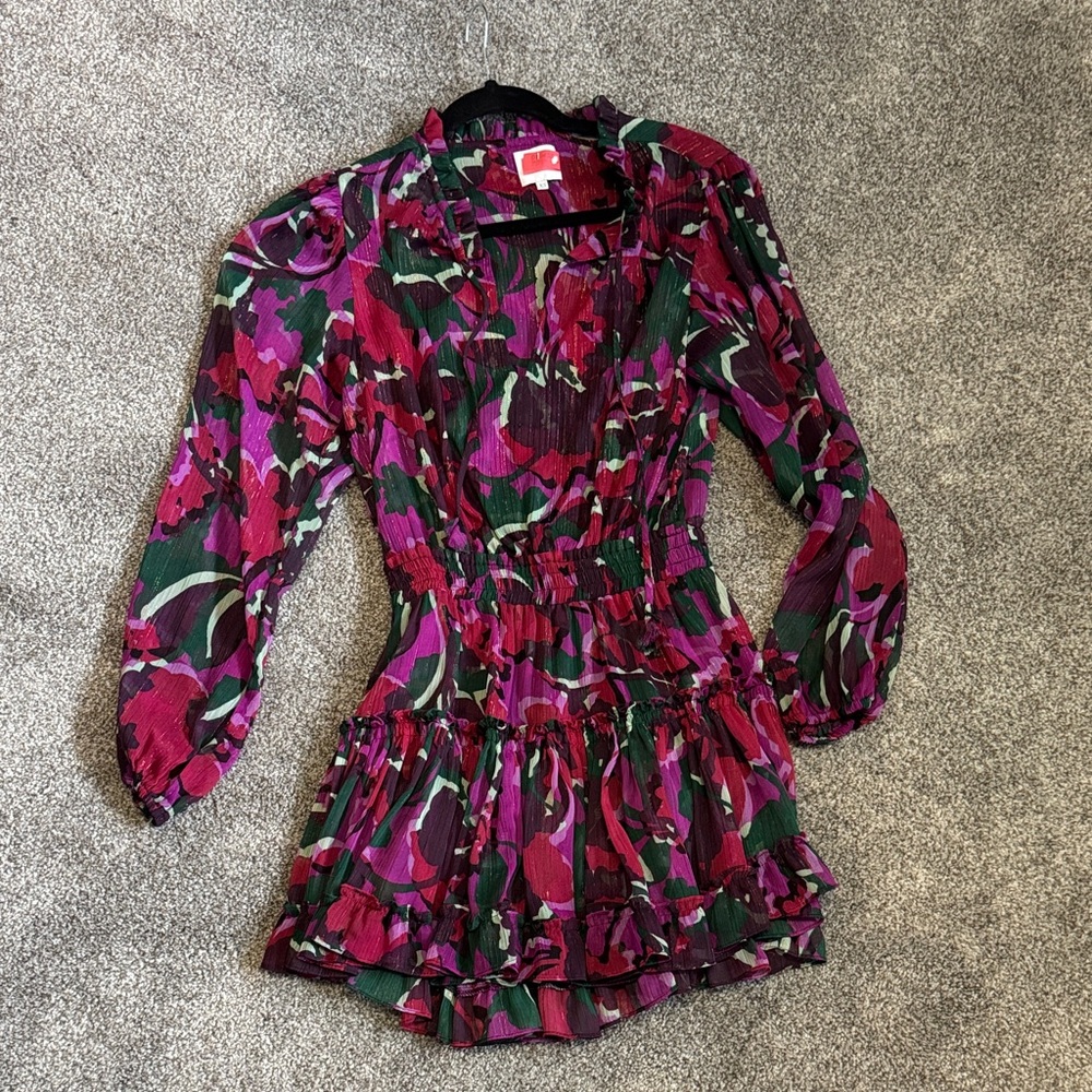 Misa Los Angeles Pink and Green Mini Dress